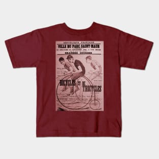 Vintage French Cycling Remixed Sepia Kids T-Shirt